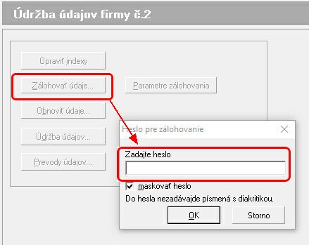 heslo k zálohe zadanie