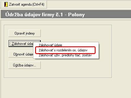 zaloha bez os udajov