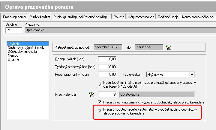 parameter pr pomer autonapocet sobota nedela