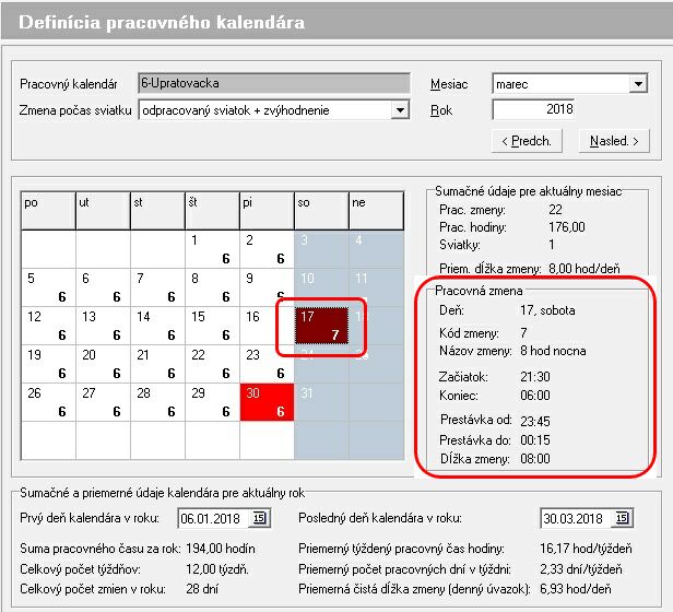 prac kalendar